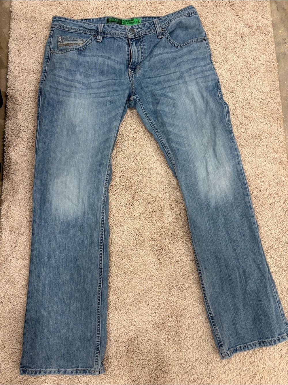 Rock and Roll Men's Light Blue Pistol Straight Regular Jeans -38/34 Men’s
